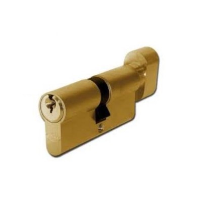 DHL021 - Euro Cylinder -  Keyed One Side, Thumb Turn One Side - Brass (Brand: NVM Steel Doors)