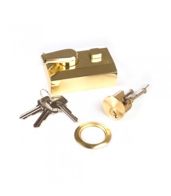 NV216Y - Night Latch & Rim Cylinder - Gold Chrome Effect Finish, with Keys